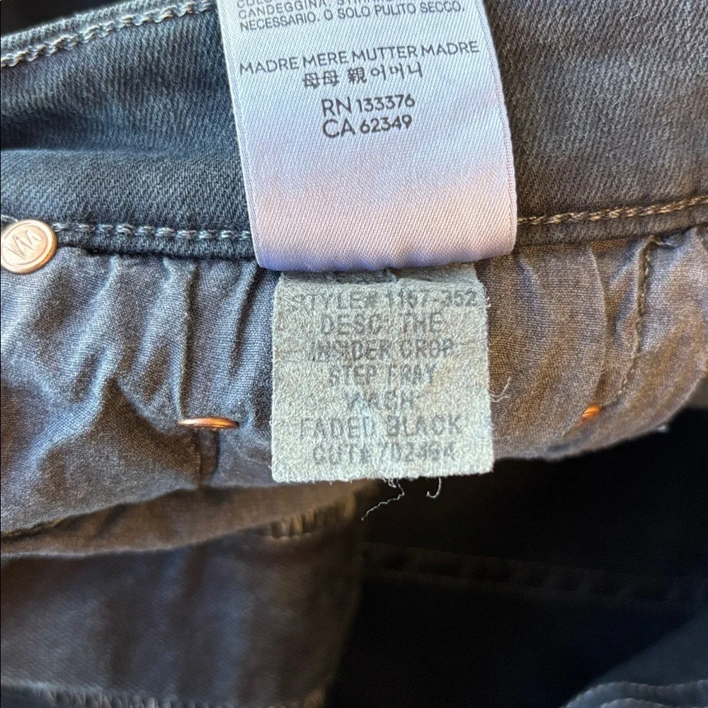 MOTHER Insider Crop Step Fray Jeans 25 faded black